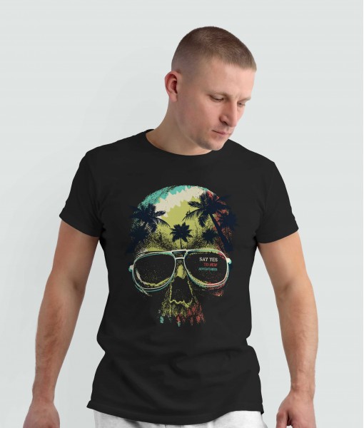 Мъжка тениска с щампа Готика Say Yes skull